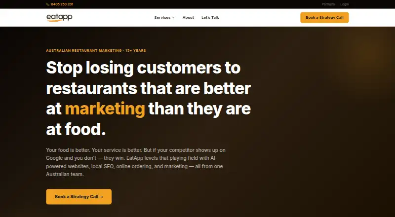 The EatApp homepage