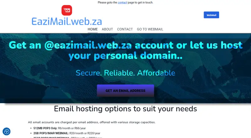 EaziMail's website