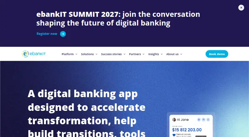 ebankIT Digital Banking Platform's website