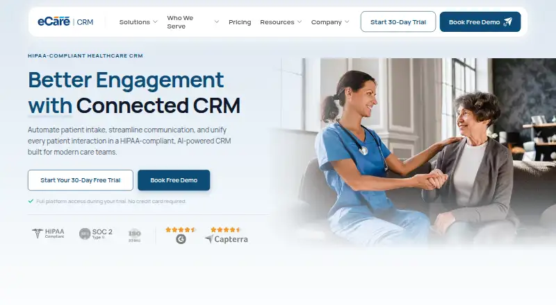 eCareCRM's website