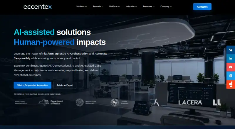 Eccentex HyperAutomation Cloud's website