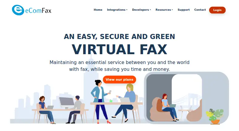 The eComFax homepage