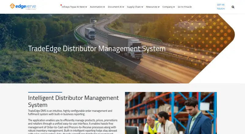 TradeEdge Distributor Management System's website