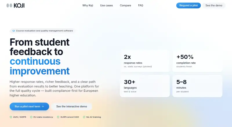Koji for Education's website