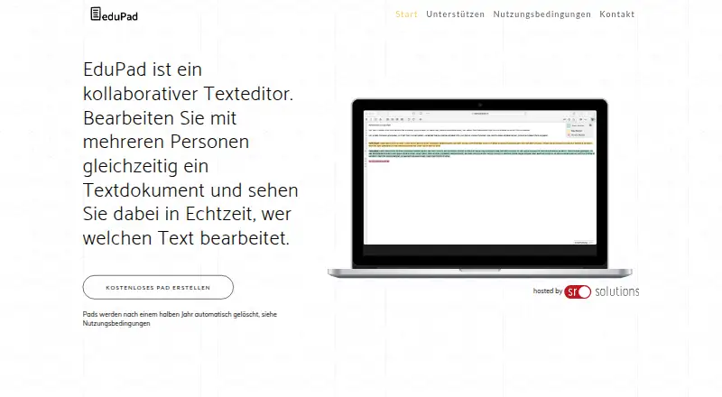 The EduPad homepage