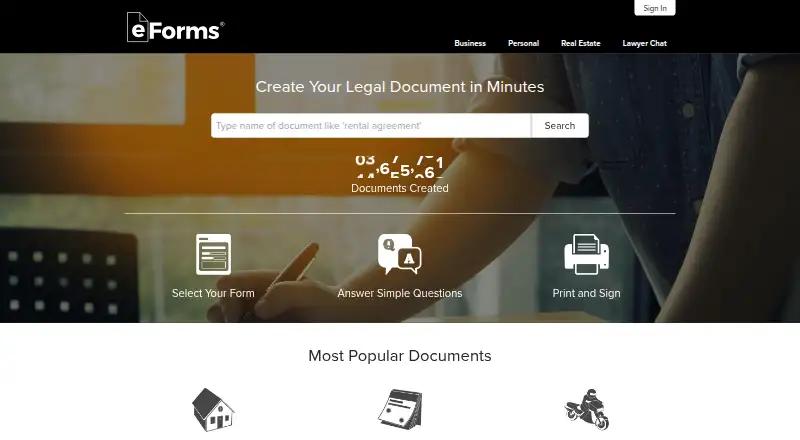 eForms's website