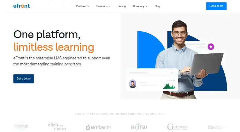 The eFront homepage