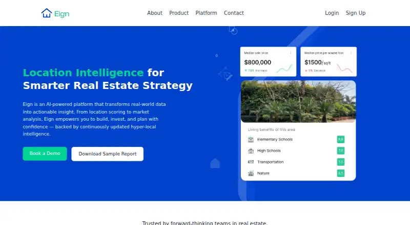The Eign homepage