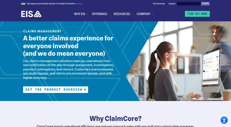 EIS ClaimCore's website