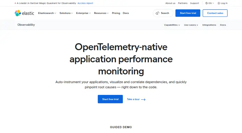 Elastic APM's website