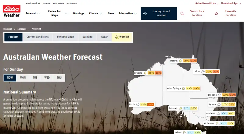 Elders Weather's website