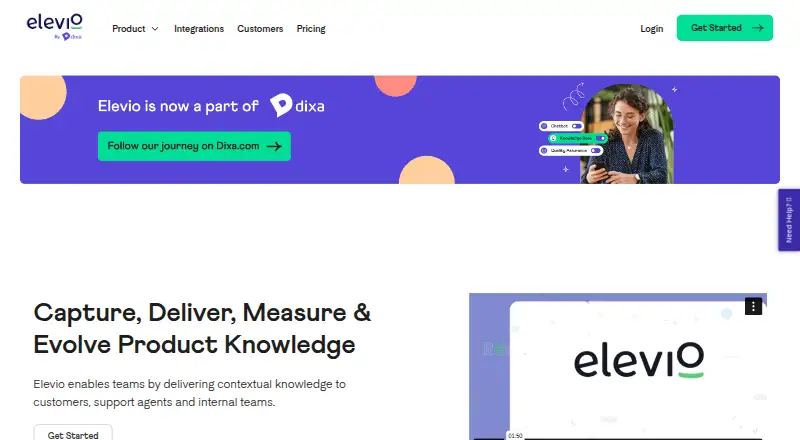 Elevio's website