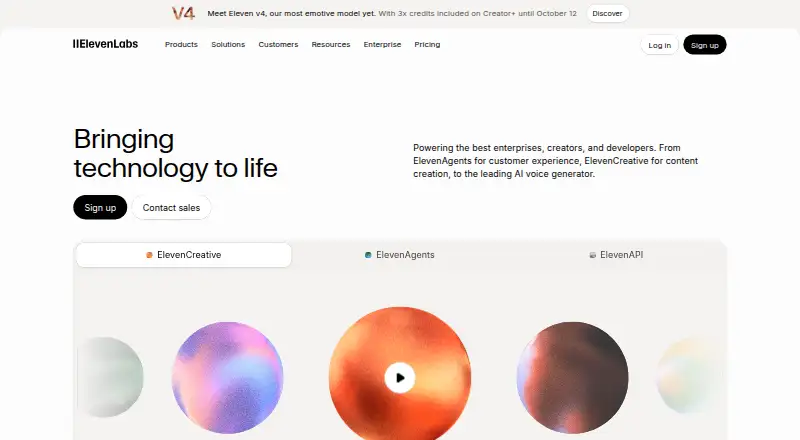 The ElevenLabs homepage