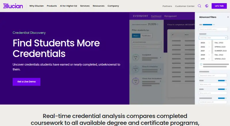 Ellucian Credential Discovery's website
