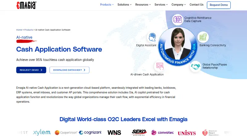Emagia Cash Application's website