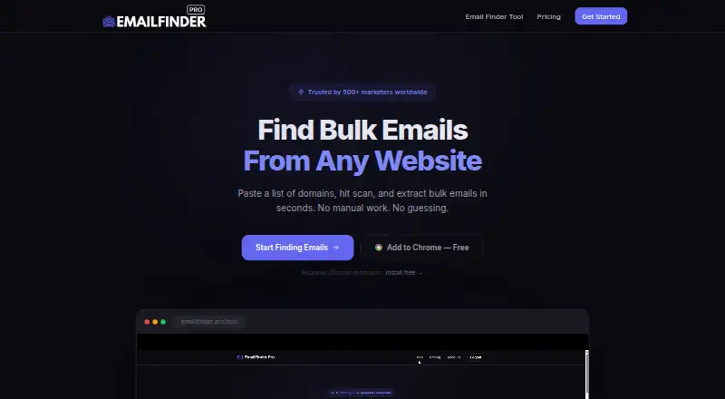 EmailFinder Pro's website