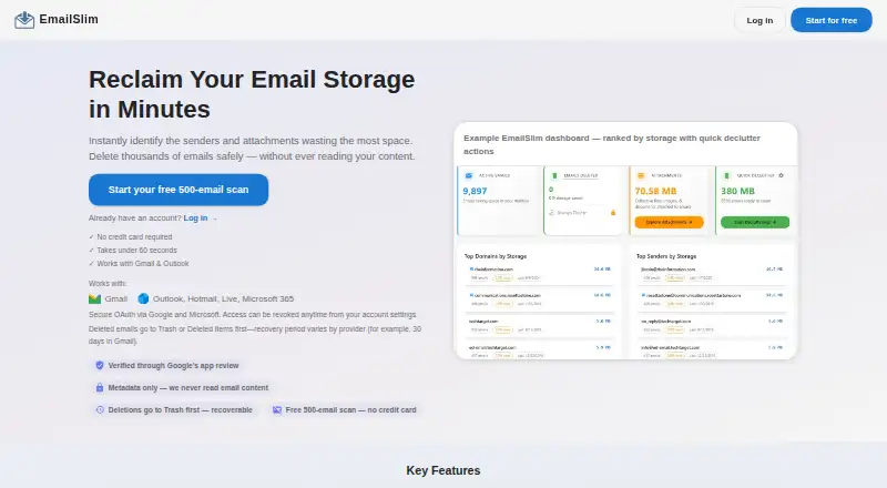 EmailSlim's website