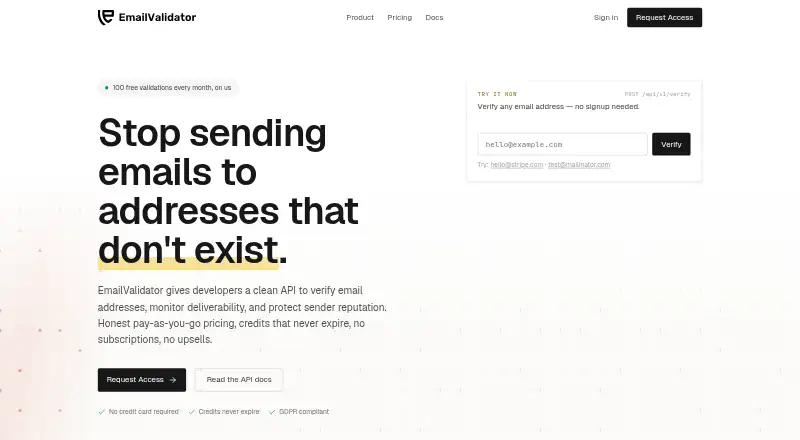 EmailValidator's website