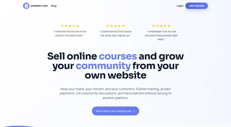 Embedin's website