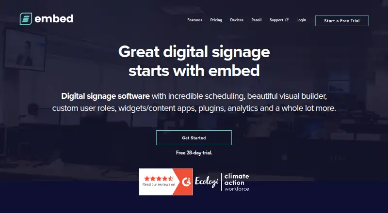 embed signage's website