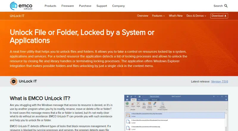 The EMCO UnLock IT homepage