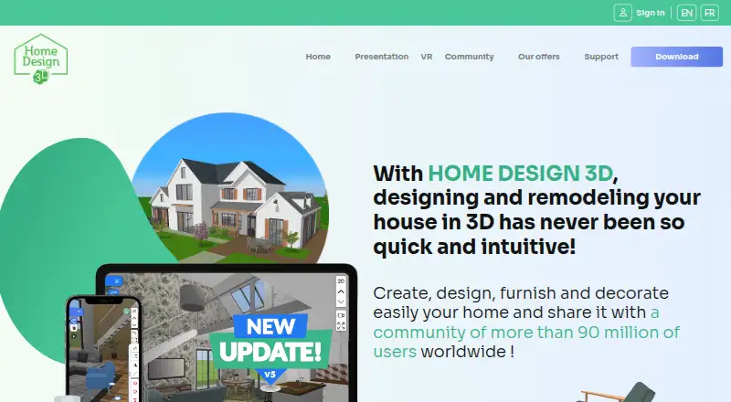 Home Design 3D's website