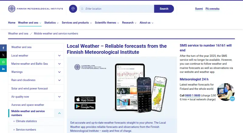 FMI Weather's website