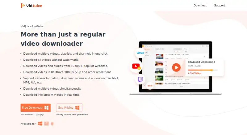 VidJuice UniTube's website
