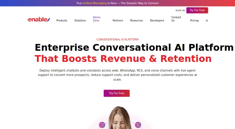 The EnableX Dialogs Cloud homepage