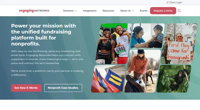 The Engaging Networks homepage