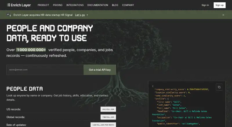 Enrich Layer's website