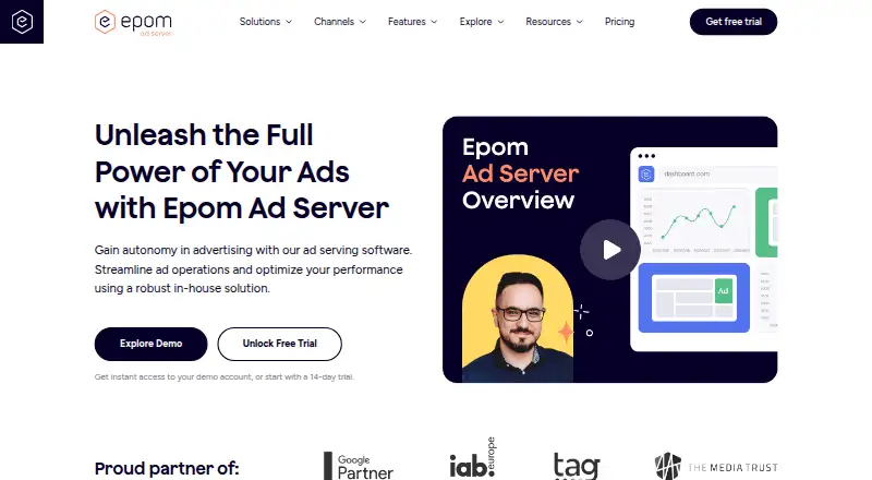 Epom Ad Server's website