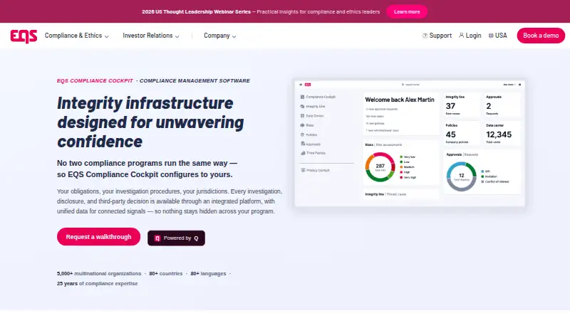 The EQS Compliance Cockpit homepage