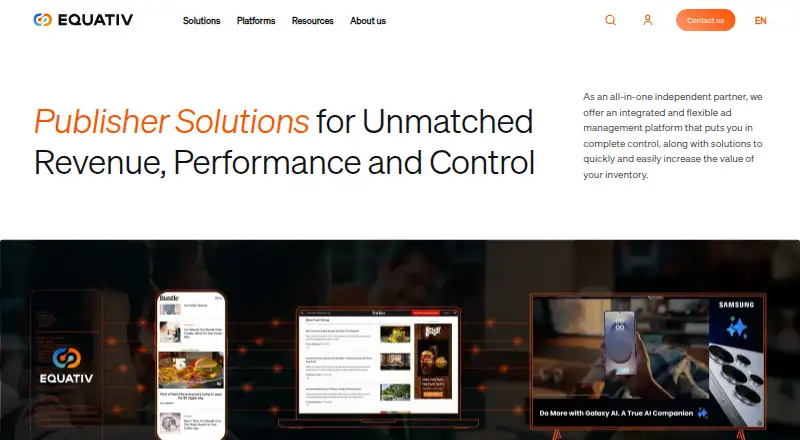 Equativ Monetization Platform's website