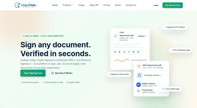 eSignClub's website