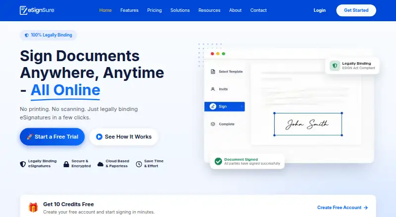 eSignSure's website