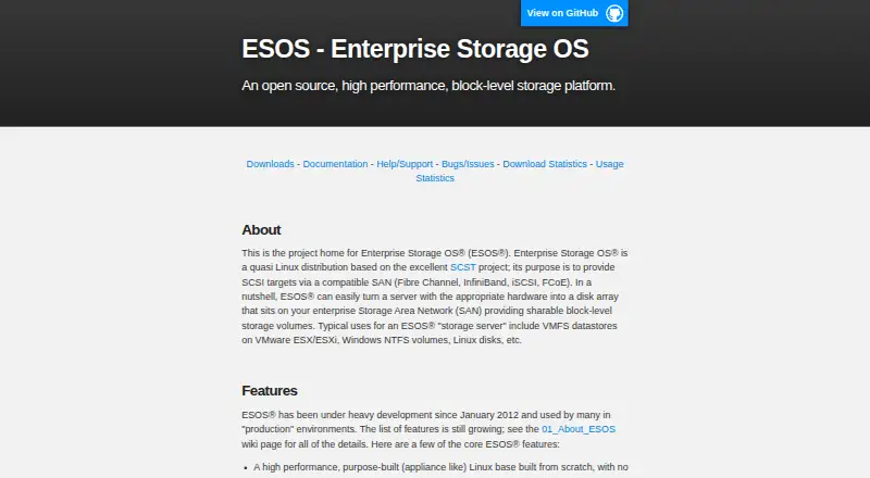 Enterprise Storage OS (ESOS)'s website