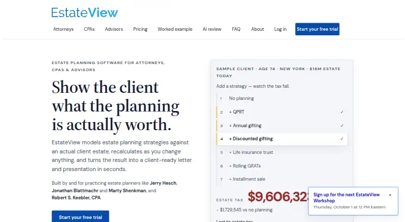EstateView's website