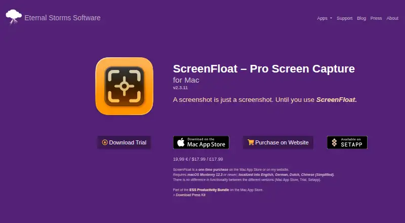 The ScreenFloat homepage
