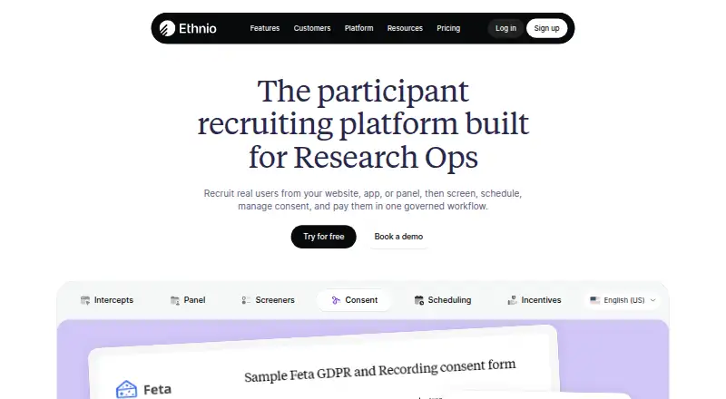 Ethnio's website