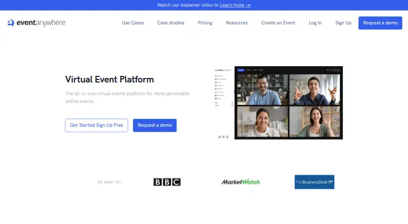 The Event Anywhere homepage