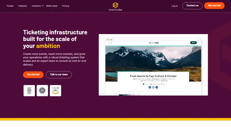The Eventcube homepage