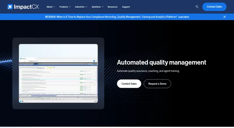 ImpactCX Automated Quality Management's website