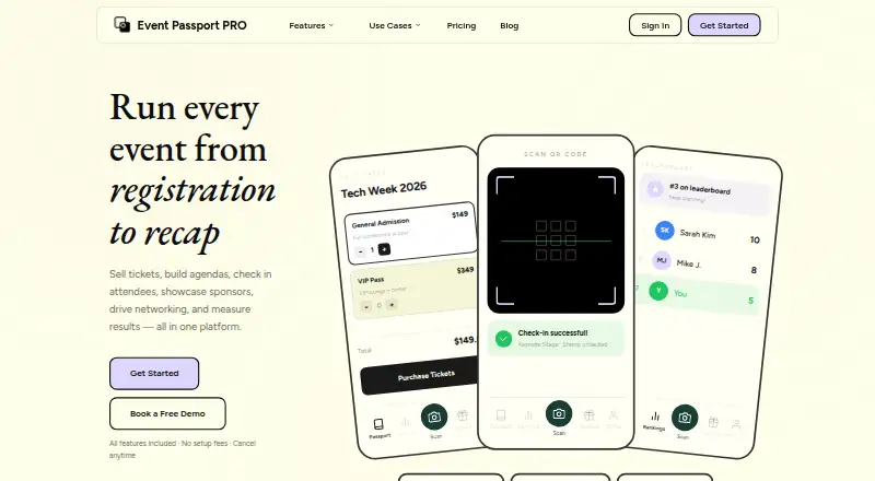 Event Passport PRO's website