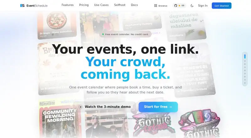 The Event Schedule homepage