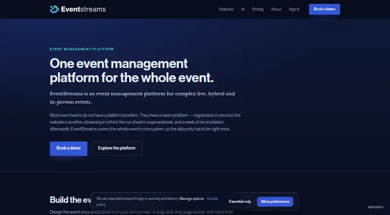 The EventStreams homepage