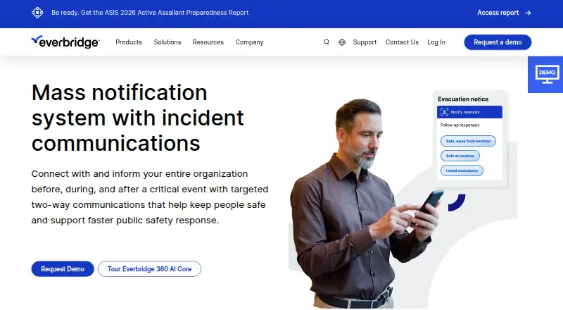 Everbridge Mass Notification's website