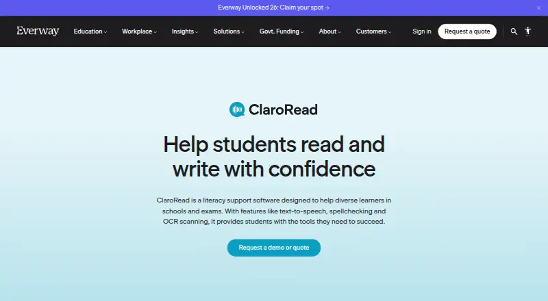 The ClaroRead homepage