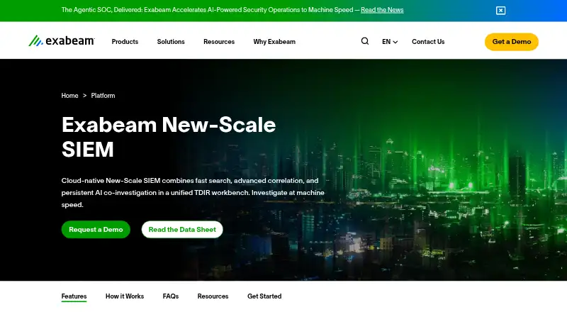 Exabeam New-Scale SIEM's website