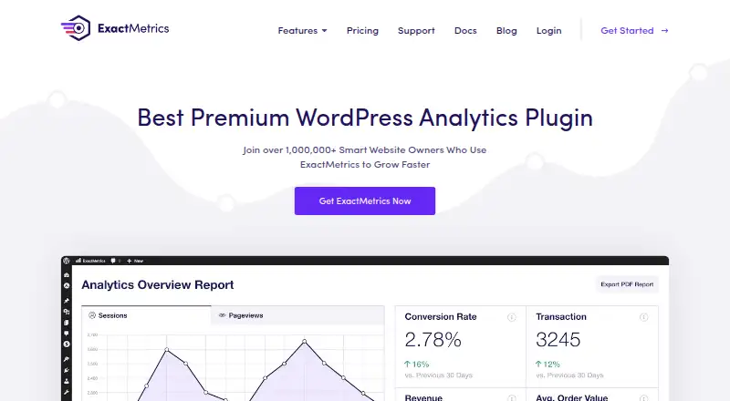 The ExactMetrics homepage